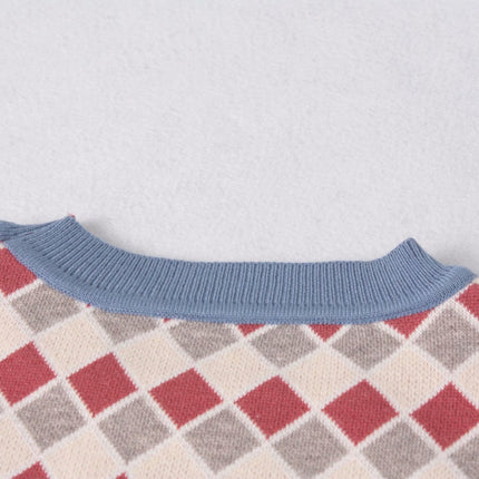 Women's slim T-shirt with diamond lattice sweater