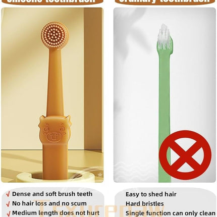 360 Angle Dog Toothbrush With Tongue Cleaning Brush, Silicone Pet Toothbrush Kit For Cats And Dogs With Storage Cup - Dental Care For Small Animals