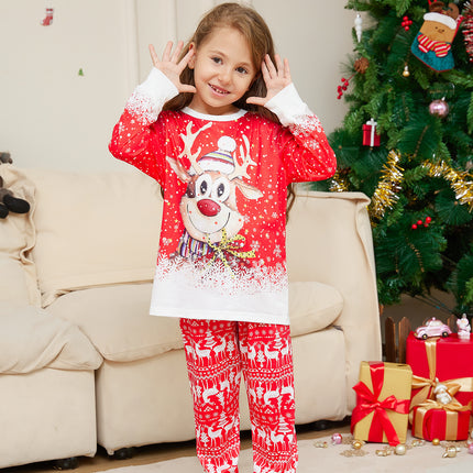 Christmas Cartoon Reindeer Print Parent-child Christmas Suit Pajamas