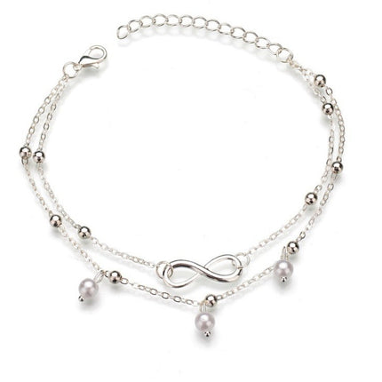 New multi-layered 8-word turquoise stone anklet