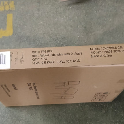 Kids Table And 2 Chairs Set, 3 Pieces Toddler Table And Chair Set, Wooden Activity Play Table Set W