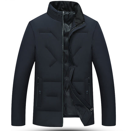 Business Stand Collar Zipper Silk-like Casual Cotton-padded Jacket