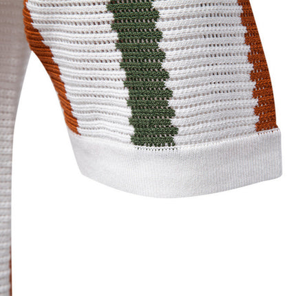 Summer New Breathable Hollow Men Short-sleeved Knitting Polo Shirt