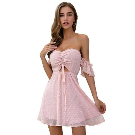Bandeau hollow chiffon dress