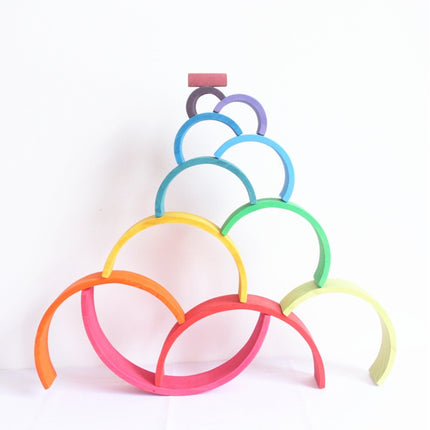 Jigsaw Puzzle Large 12-piece Arch Bridge Rainbow Building Blocks Early Childhood Education Toys