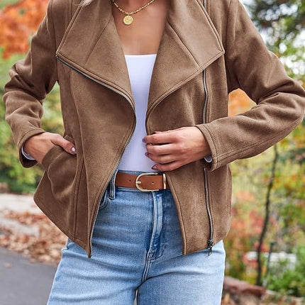 Fashion Casual Short Motorcycle Suede Jacket