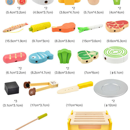 Wooden Play House Kitchen Bbq Set Toy Cooking Magnetic Mini Food Storage Barbecue Puzzle Enlightenment Toy Gift