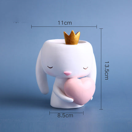Fox Flowerpot Cartoon Rabbit Creative Home Nordic Light Luxury Decoration Decoration Living Room Pure Handmade Resin Crafts
