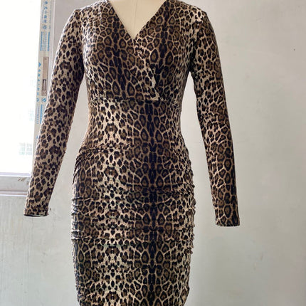 Mid-Waist Pullover Autumn And Winter V-neck Dress