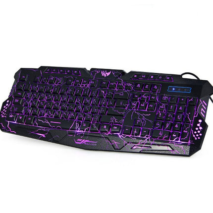J10 tricolor backlight wired gaming keyboard set colorful luminous gaming mouse keyboard Russian keyboard