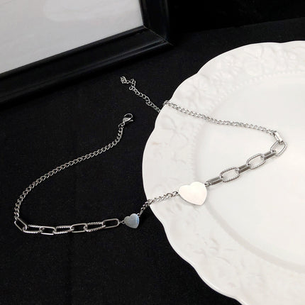 Simple Love Heart Necklace Asymmetric Clavicle Chain