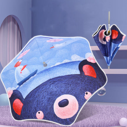 Children's Rounded Corner Umbrella Reflective Strip Anti-Clamp Hand Curved