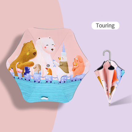 Children's Rounded Corner Umbrella Reflective Strip Anti-Clamp Hand Curved