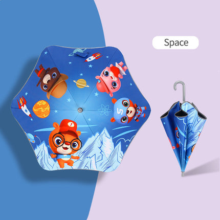 Children's Rounded Corner Umbrella Reflective Strip Anti-Clamp Hand Curved