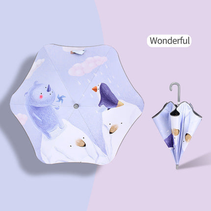 Children's Rounded Corner Umbrella Reflective Strip Anti-Clamp Hand Curved