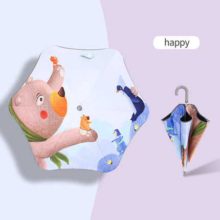 Children's Rounded Corner Umbrella Reflective Strip Anti-Clamp Hand Curved