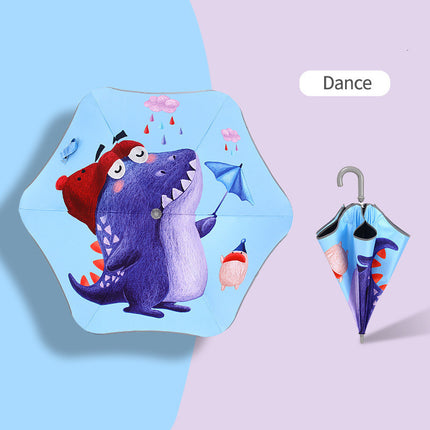 Children's Rounded Corner Umbrella Reflective Strip Anti-Clamp Hand Curved