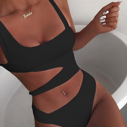 Shoulder Solid Color High Stretch Bikini