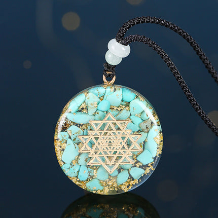 Seven Chakra Pendant Energy Crushed Turquoise Organ Necklace