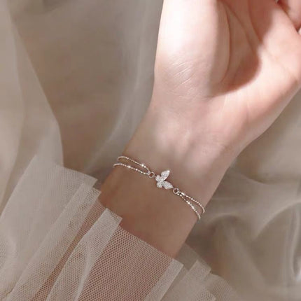 Silver Accessories Butterfly Street Cold Style Simple Double Bracelet