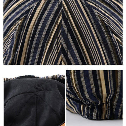 Striped Octagonal Hat Women New Newsboy Hat