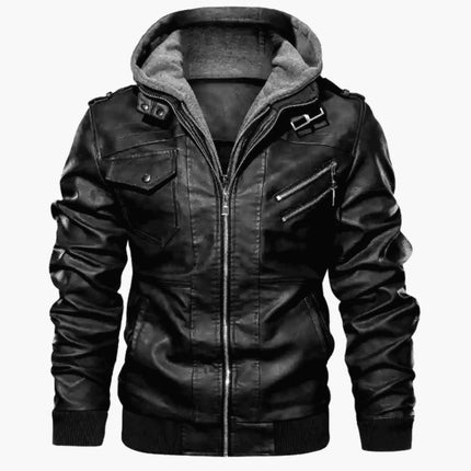 Spring, Autumn And Winter New Leather Jacket Men's Hooded Leather Jacket Youth Men's Jacket