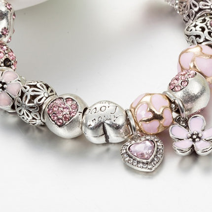 Pink drip flower bracelet
