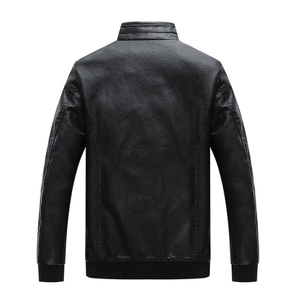 Autumn And Winter Men'S New Style Leather Jacket Korean Style Slim Stand-Up Collar Men'S Motorcycle Leather Jacket Jacket