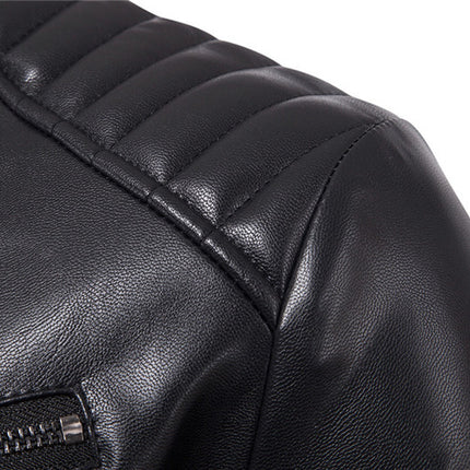Men's Motorcycle Zipper Leather Jacket Handsome Leather Jacket