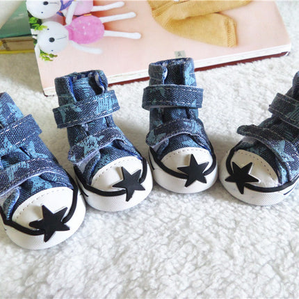 Factory Direct Wholesale Dog Shoes Star Cowboy Shoes Breathable Spring And Summer Puppy Shoes Teddy Bichon Dog Pet Shoes