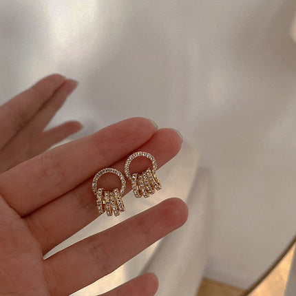 Exquisite Rhinestone Circle Hoop Earrings