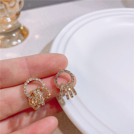 Exquisite Rhinestone Circle Hoop Earrings