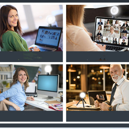 Video Conference 4 Inch Fill Light Computer Live Photography Light  LED Selfie Light USB Powered Round Camera Lamp Dimmable LED Ring Light With Phone Holder