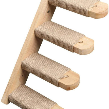 Cat Wooden Wall Hanging Ladder Pine Springboard Stairs Cat Toy Multi-layer