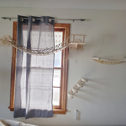 Cat Wooden Wall Hanging Ladder Pine Springboard Stairs Cat Toy Multi-layer