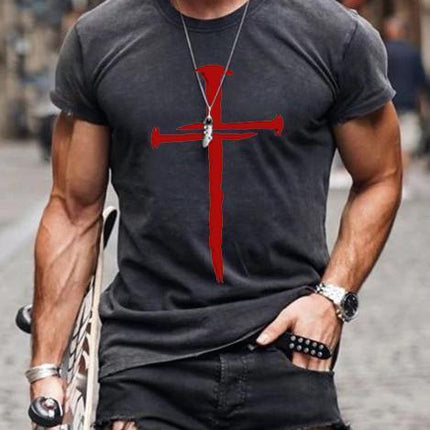European And American Men's Cross Print T-shirt