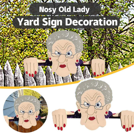 Funny Art Garden Fence Decoration Nosy Old Man Lady Gardening Decoration For Home Garden Outdoor Decoration
