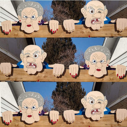 Funny Art Garden Fence Decoration Nosy Old Man Lady Gardening Decoration For Home Garden Outdoor Decoration