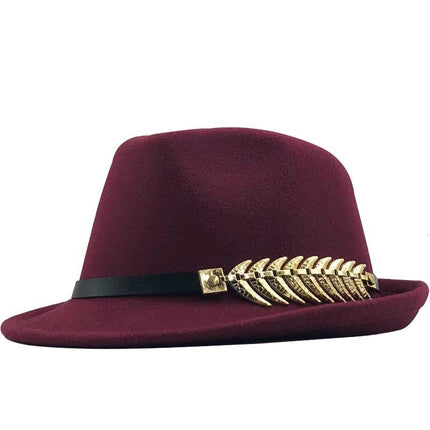 Woolen Hat British Retro Jazz Hat Fashion Casual Fishbone Belt Decoration Small Top Hat