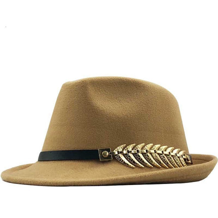 Woolen Hat British Retro Jazz Hat Fashion Casual Fishbone Belt Decoration Small Top Hat