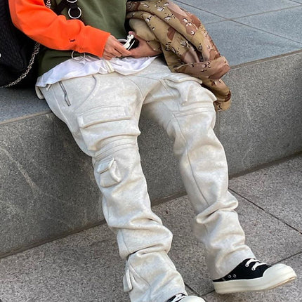 Men's Summer Casual Loose Multi-pocket Gray Boys' Sweatpants
