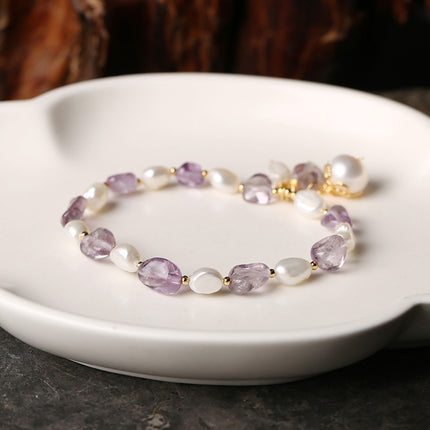 Original Natural Freshwater Pearl Shaped Amethyst Bracelet