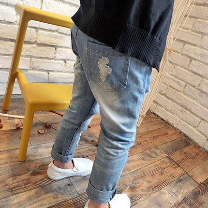New Korean Style Boys Ripped Trousers