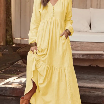 Retro Casual Long-sleeved Dress With Big Swing Dress