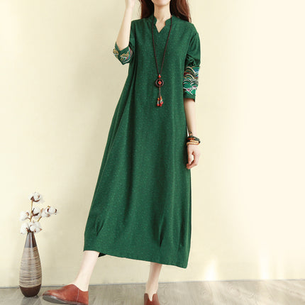 National Style Cotton And Linen Dress Women Spring And Autumn