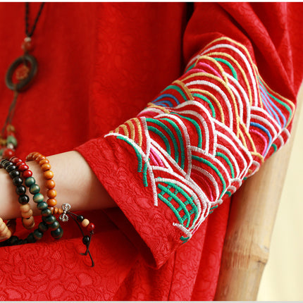 National Style Cotton And Linen Dress Women Spring And Autumn