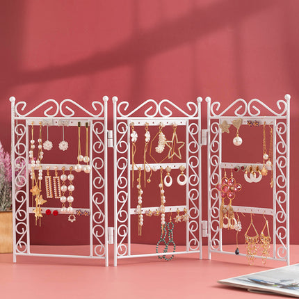 Necklace And Earring Jewelry Stand Display Rack 3 Doors Style Metal Stand Holder Display Shelf Jewelry Organizer