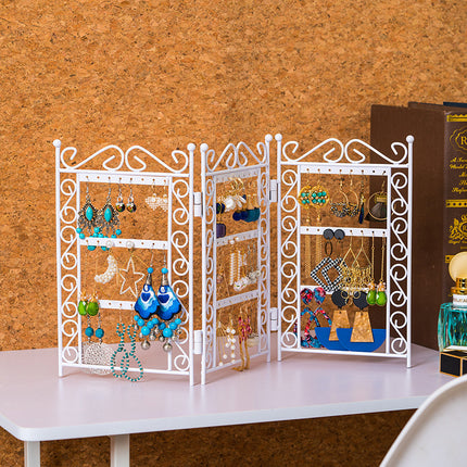 Necklace And Earring Jewelry Stand Display Rack 3 Doors Style Metal Stand Holder Display Shelf Jewelry Organizer