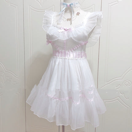 French Ribbon Ruffled Waist Suspender Tutu Skirt