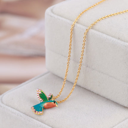 Colorful Diamond Three-dimensional Hummingbird Pendant